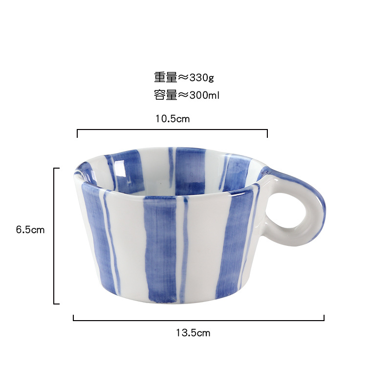 Japanese Retro Underglaze Ceramic Coffee Mug High-Value Latte Art Home Breakfast Office Water Cup_voghion.com