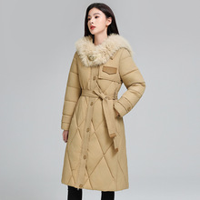 羽绒棉服2024新款时尚过膝中长款收腰显瘦加厚棉袄外套棉衣大衣女