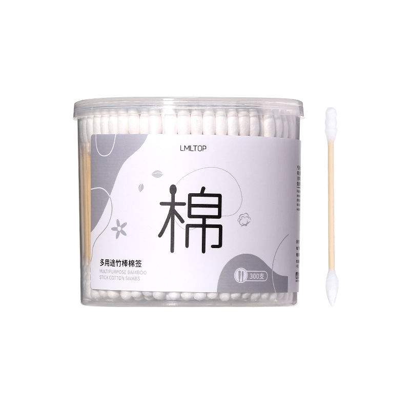 Hisopos desechables de algodón LMLTOP, 300 piezas, hisopos cosméticos de algodón con punta espiral de doble extremo, B0140