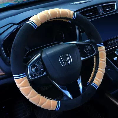 Car Steering Wheel Cover Plush Steering wheel cover - 3d-embossed-six-pieces-black-rice-38cm-steering-wheel-cover