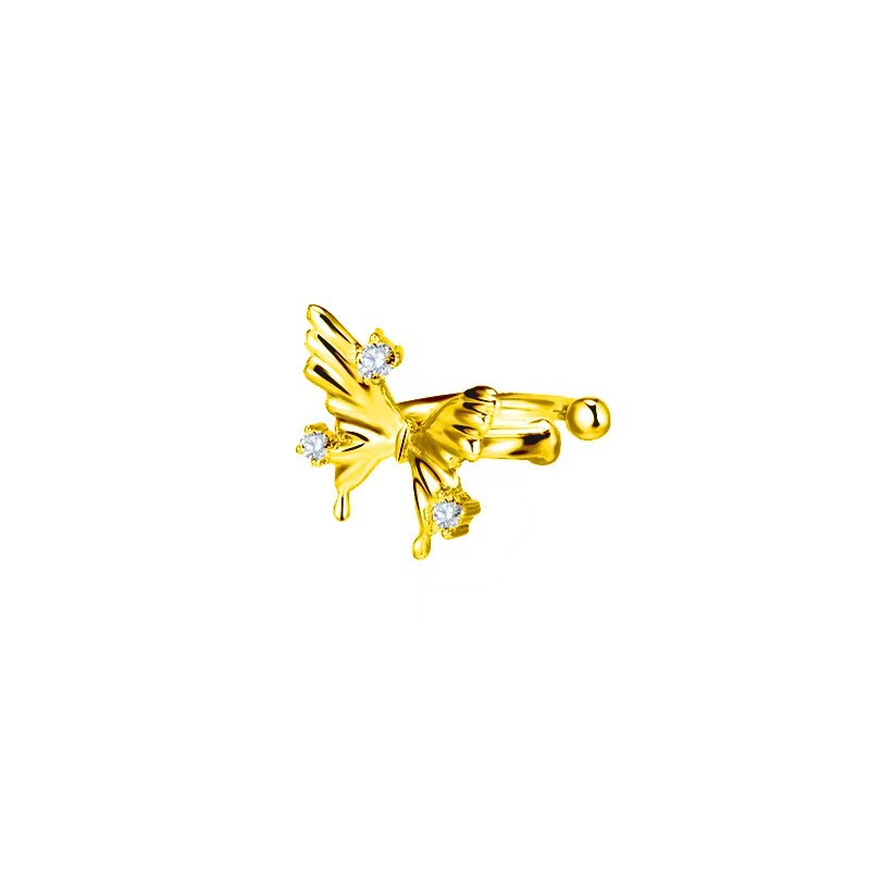 Brillo dulce simple brillo de diamante mariposa orejas de estilo femenino sin agujeros de orejas orejas de piedra delicada pequeña diaria pendientes versátiles