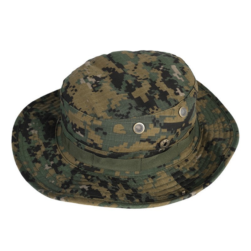 Camuflamiento gorra de borde redondo gorra de entrenamiento militar para hombres y mujeres gorra de ocio al aire libre gorra de pesca gorra de sombrero de sombra fábrica en stock LOGO