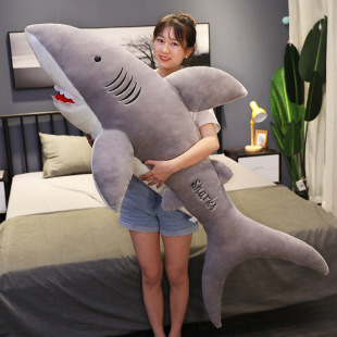Shark plush toy cute large doll doll bed holding sleeping long pillow pillow boys doll