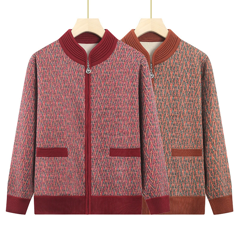 Мама весна и осень тонкий жакет на молнии повседневный свитер кардиган для девочек пожилая бабушка вязаный свитер
