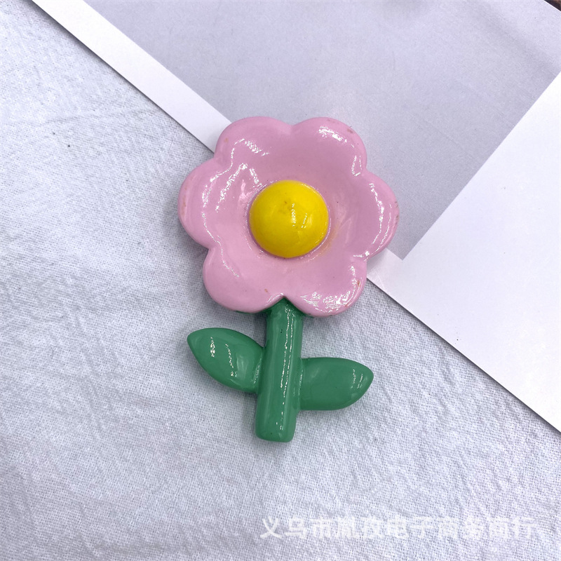Nuevo girasol DIY crema pegamento teléfono caso horquilla refrigerador pegatina joyería resina accesorios coloridos flores tridimensionales