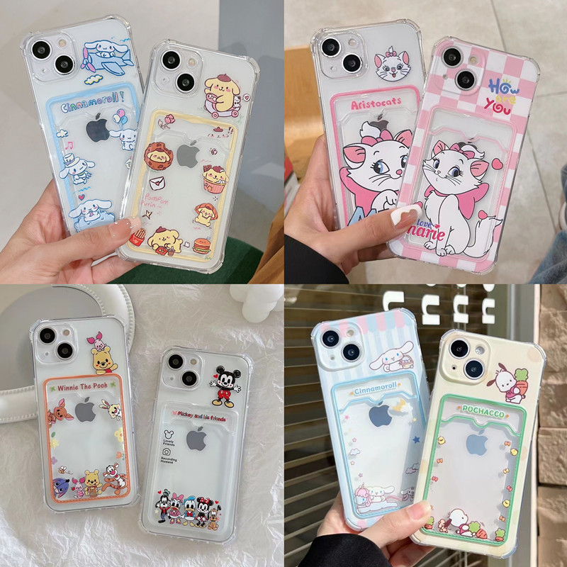 Cartoon Card Holder Case Suitable for iPhone 15/14 Pro Max Phone Case 13 Transparent 12 Apple 16 New Model 17 for Women Cartoon Card Holder Case Suitable for iPhone 15/14 Pro Max Phone Case 13 Transparent 12 Apple 16 New Model 17 for Women