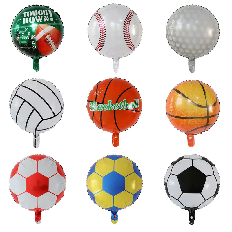 Round Soccer Volleyball Basketball Aluminum Film Balloon Theme Sports Carnival Aluminum Film Balloon Party Decoration Birthday