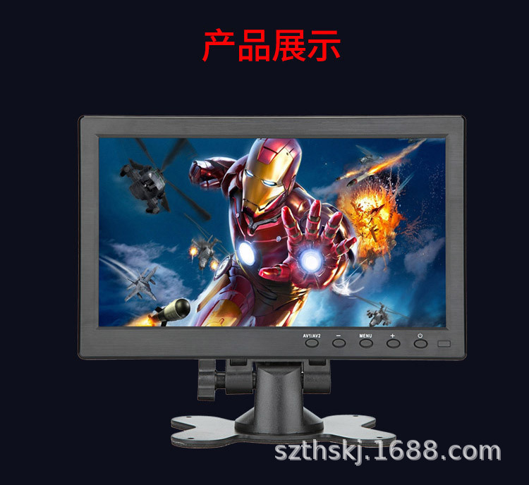 10.1inch Inch Small Monitor for Car with Hdmi+Vga+Av+Usb for Playing Movies, Music, and Images in the Car