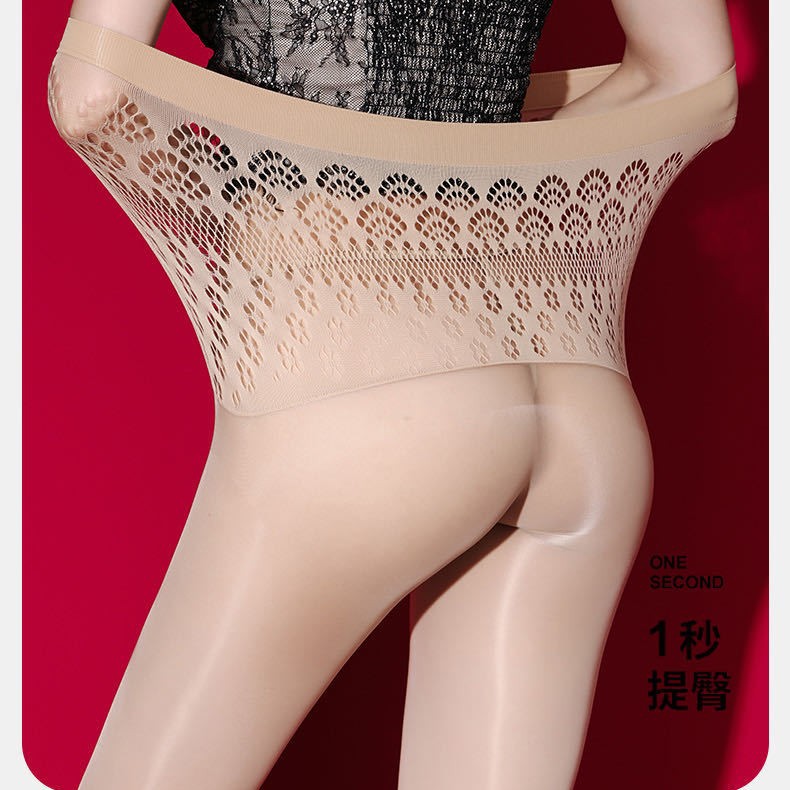 A Fandi Seamless Stockings with the Same Style of Cut Out Waist Horse Oil Stockings for Summer Slimming Look and High Elastic Bare Legs Anti-Snatch Stockings and Pantyhose