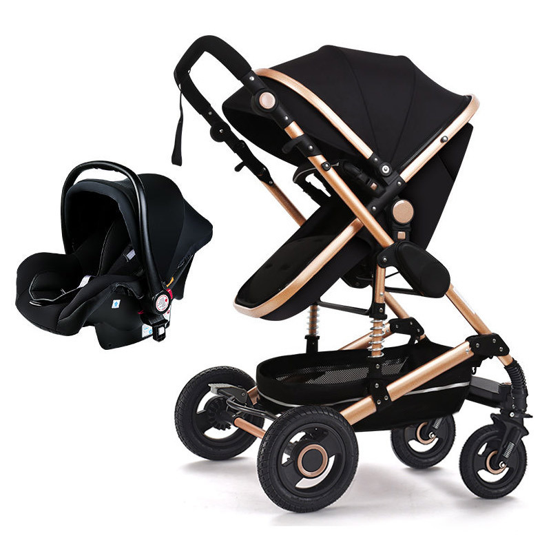 Cochecito de bebé Wisesonle bidireccional con vista alta, se puede sentar y acostar, ligero, plegable, con amortiguación y asiento con aire.