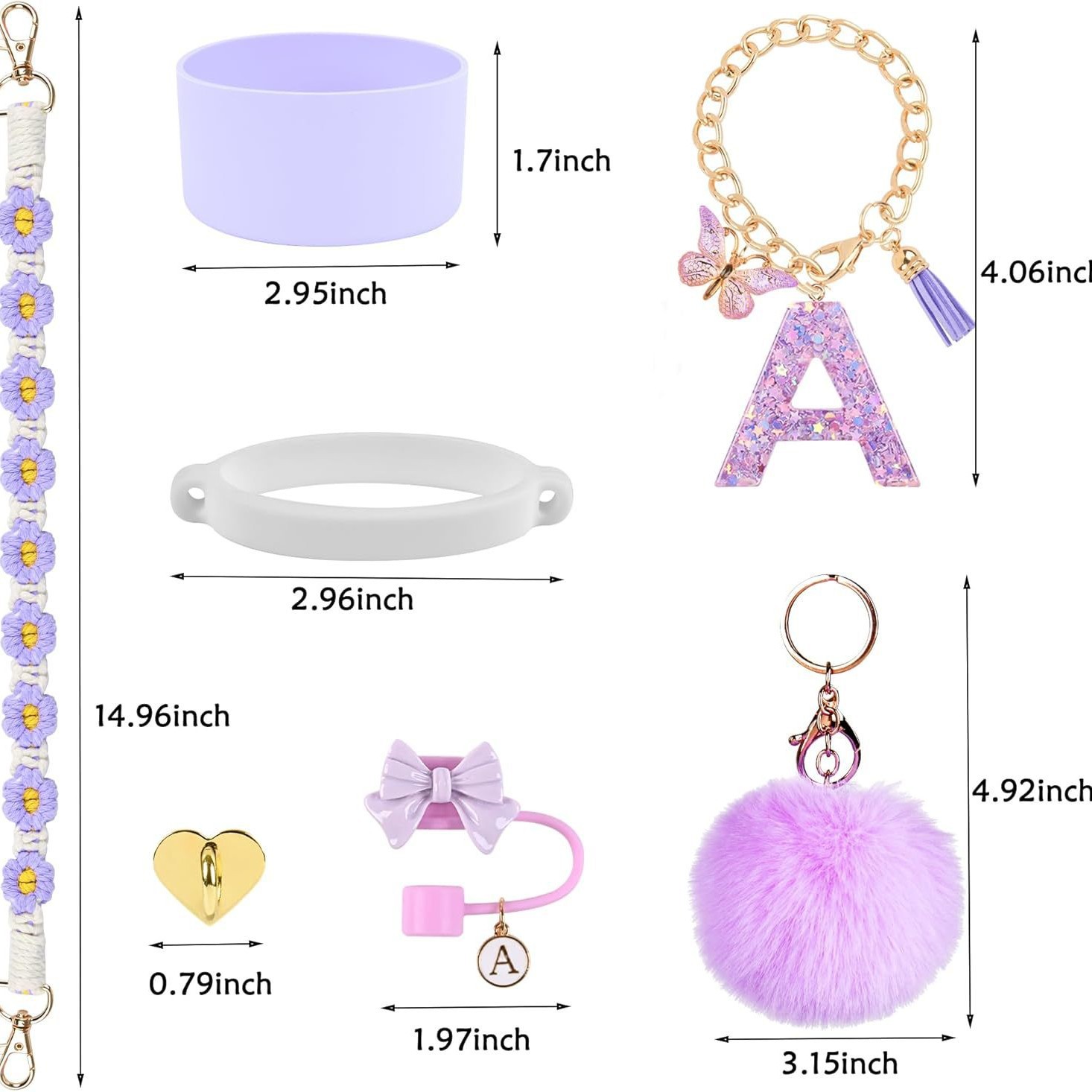 Hot sale Stanley Cup accesorios set 10mm cubierta de paja letras mariposa cadena bola de silicona cubierta de taza