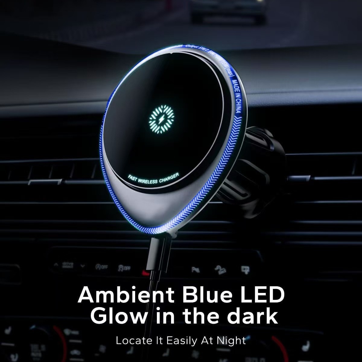 跨境磁吸车载充电支架无线感应快充15W汽车手机支撑架批发