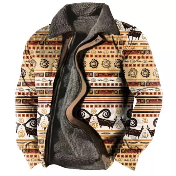 Cross-border en stock bolsillo de costura lateral engrosada casual cremallera suelta Lobo marrón Chaqueta de algodón de manga larga para hombres jóvenes