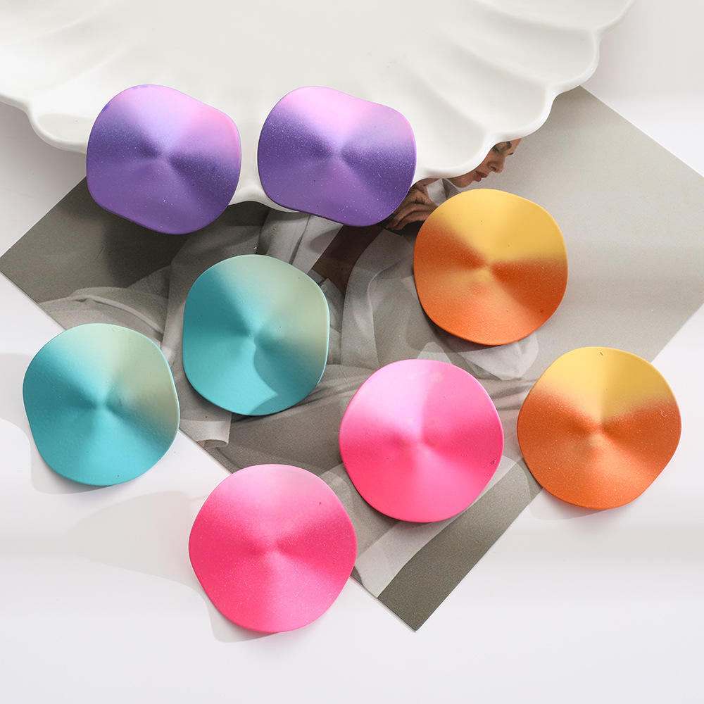 Drop Earrings Classification 1 Pair Quantity Wholesale Jewelry Vintage Style Geometric Round Gradient Color Metal Plating Drop Earrings