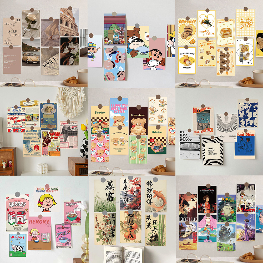 10 tarjetas de tinta micro tarjetas postales de dibujos animados de alto nivel dormitorio posters de pared decoración de fondo pegatinas de pared