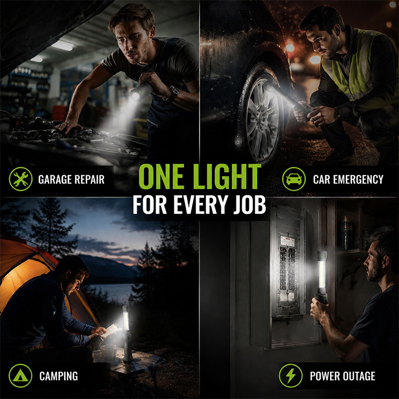 Cross-Border Cob Pull-Out Auto Repair Work Light Led Rechargeable Emergency Auto Repair Light Strong Light Magnetic Auto Repair Work Light