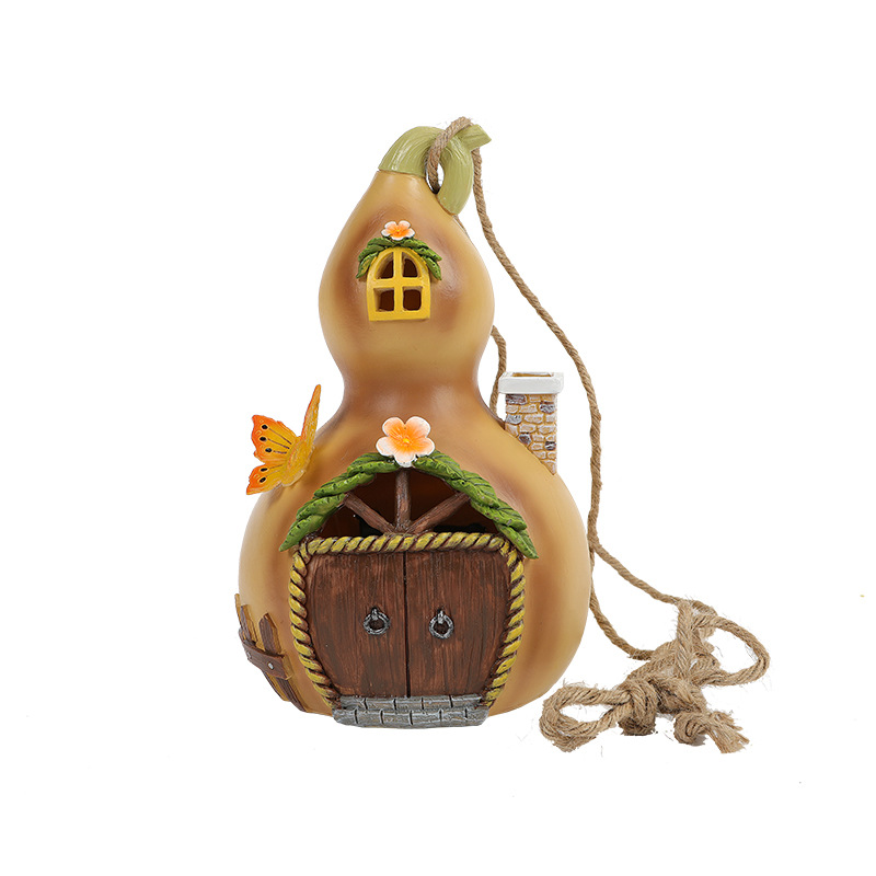 Artificial pared colgante calabaza casa decoración al aire libre patio árbol colgante lámpara solar paisaje resina creativa regalo decorativo