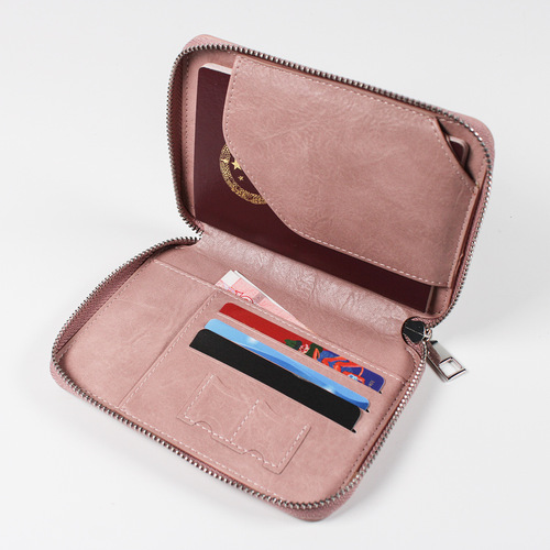 Cross-border multifunctional RFID anti-theft passport holder document bag travel zipper storage bag leather case passport bag