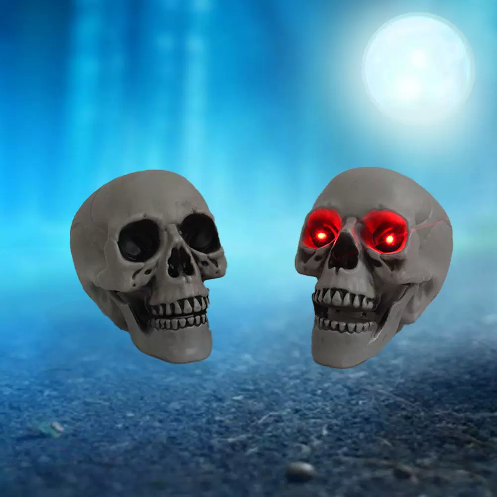 万圣节道具仿真骷髅头 恐怖鬼头酒吧鬼屋密室气氛布置摆件干尸头