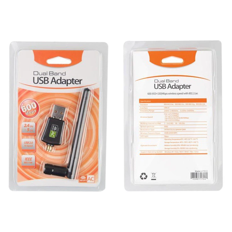 Двухчастотная сетевая карта 2,4 г/5 г Беспроводная сетевая карта AC600M без драйвера USB-приемник Wi-Fi без драйвера