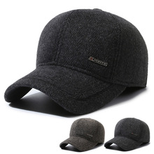 冬季保暖防寒护耳鸭舌帽中老年男士户外加绒毛呢棒球帽爸爸老头帽