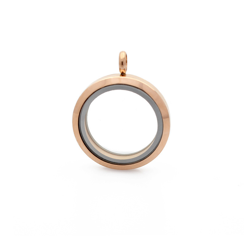 Gawu caja de acero inoxidable redonda de cristal caja de la foto cinabrio COLLAR COLGANTE hombres y mujeres Universal de múltiples tamaños disponibles