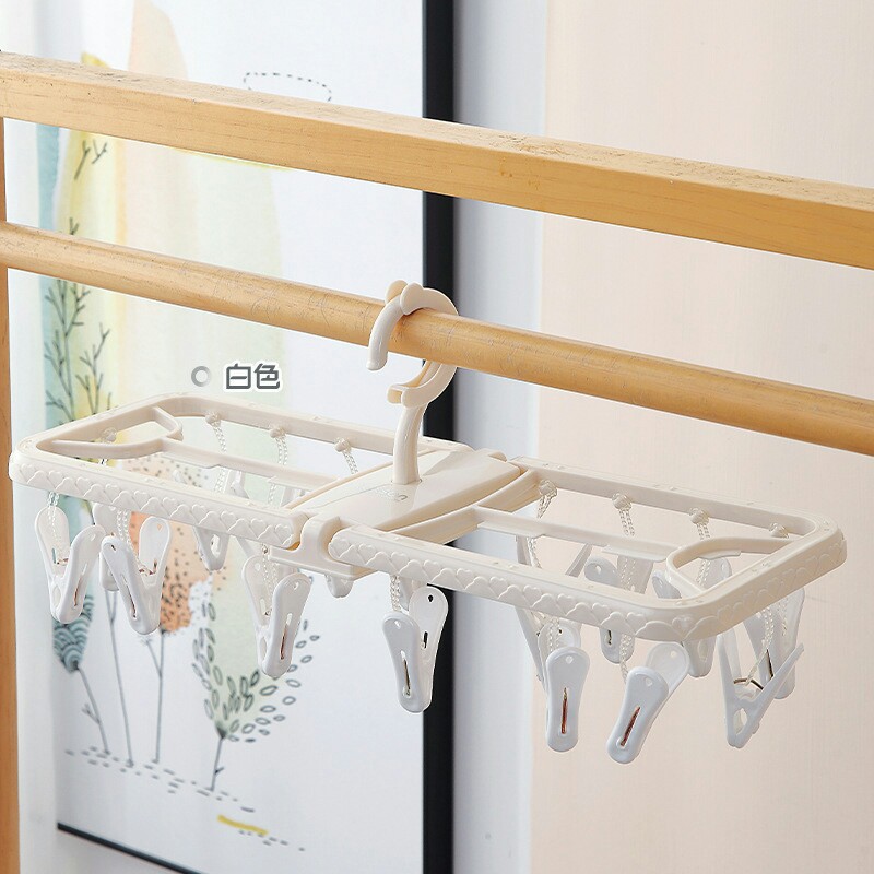 Multi-specification rotating drying hanger 18 clip folding inner hanger four-piece outdoor clip New color
