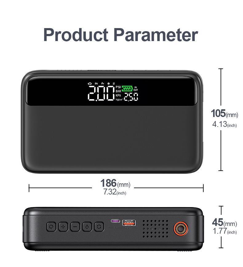 [N33] Cross-Border Car Emergency Starting Power Supply, Car-Mounted Air Pump All-In-One Machine, Multi-Functional Power Bank for 12V Vehicles
