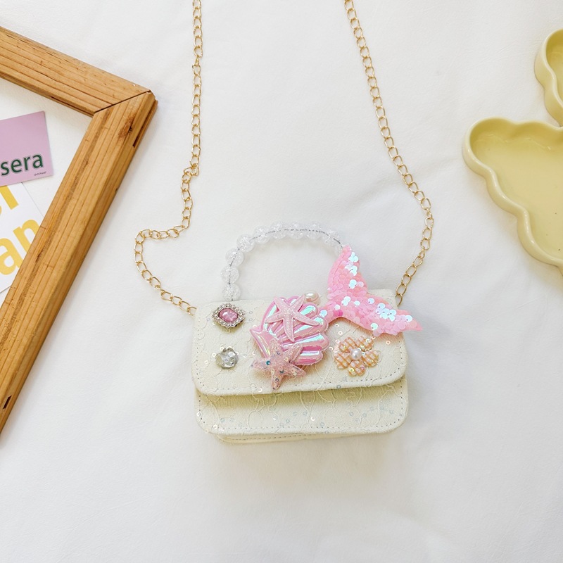 Mermaid Pearl bolso de moda lindos bolsos de encaje frescos princesa tesoro de mujer para salir a jugar con bolsos de tramo inclinados