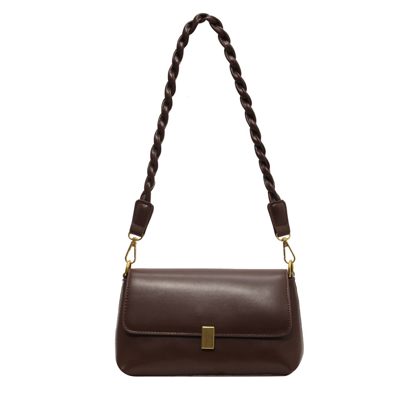 Cross-Border New Niche Autumn Women's Bag French Light Luxury Retro Underarm Bag Braided Shoulder Strap Small Square Crossbody Bag - Thumbnail 6