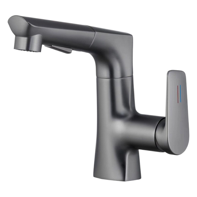 Uno por uno baño pistola gris caliente y fría ajustable tire cuenca blanco mueble de baño Baño lavabo grifo