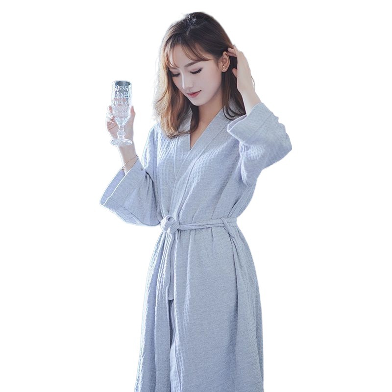 봄과 가을 새로운 잠옷 여성의 느슨한 와플 플러스 사이즈 긴팔 홈 의류 남성 호텔 목욕 가운 커플의 여름 잠옷