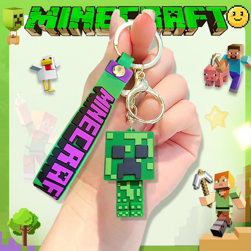 Three-Dimensional Soft Glue Minecraft Movie Toy Doll Keychain Gift Small Toy Pendant Little Red Book Same Style