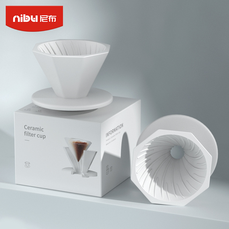Nibu new octagonal ceramic filter Cup V60 thickened hand coffee filter cup drip coffee cup V01 02