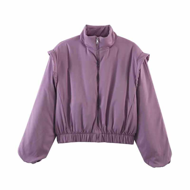 Cross-Border Foreign Trade Women's Clothing European and American Style Autumn and Winter Fashion Versatile Color Shoulder Silhouette Cotton Jacket Coat Cross-Border Foreign Trade Women's Clothing European and American Style Autumn and Winter Fashion Versatile Color Shoulder Silhouette Cotton Jacket Coat