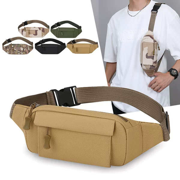 Outdoor Tactical Waist Bag Men's Running Fitness Mobile Phone Bag Commuter Fashion Chest Bag Lightweight Casual Shoulder Crossbody Bag