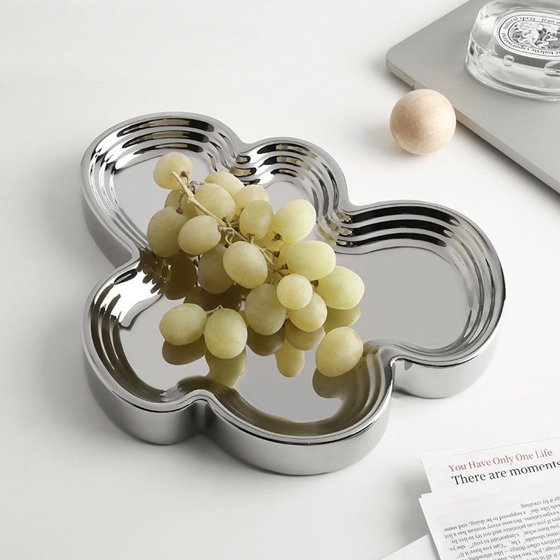 Bei Hanmei Light Luxury Fruit Plate Silver-plated Creative Design Jewelry Storage Tray Home Decoration Tray Ornaments
