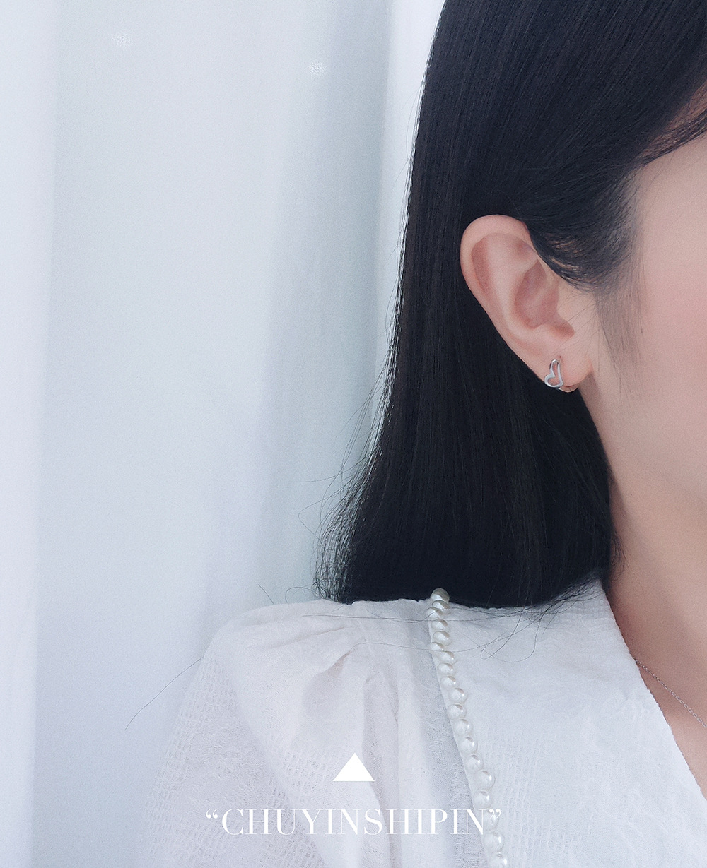 Fashion Heart Shape Sterling Silver Plating Earrings 1 Pair