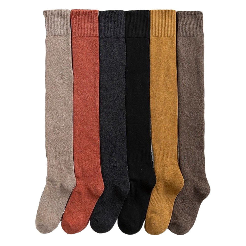 Medias forradas de lana de Invierno para mujer calcetines gruesos sobre la rodilla JK grueso estilo japonés cálido otoño e invierno confinamiento medias altas
