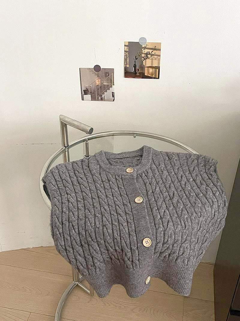 24 invierno Puyuan otoño estilo francés nicho diseño de botón de fila única cuello redondo caballo de torsión image 6