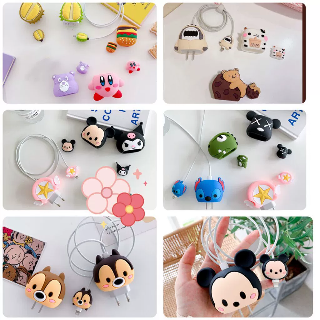 Apple, cartoon charger, protective case, 20W