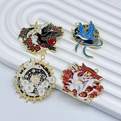 【動物系列】國風合金滴油diy鑰匙扣 九尾狐/蛇暗黑風卡通鑰匙鏈