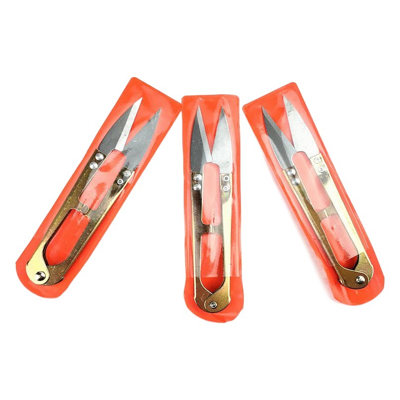 Suministro al por mayor herramientas de punto de cruz en forma de U tijeras de hilo de pescado tijeras de punto de cruz blanca tijeras pequeñas