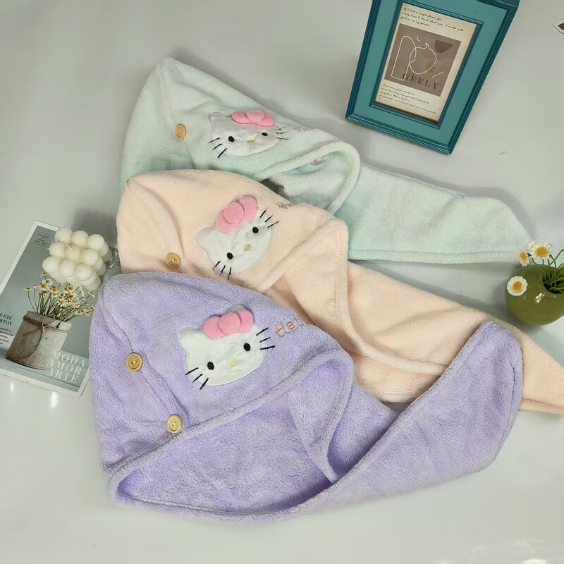 Hellokitty Dry Hair Cap Antibacterial Thickeneded Soft Absorbent Cute Quick-Drying Household Bath Shampoo Drying Towel