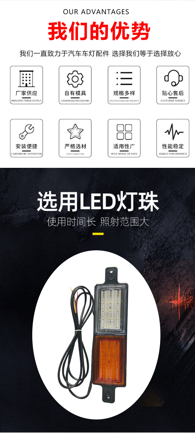 Spot Modified Car Side Warning Light Truck Brake Steering Led Warning Side Light
