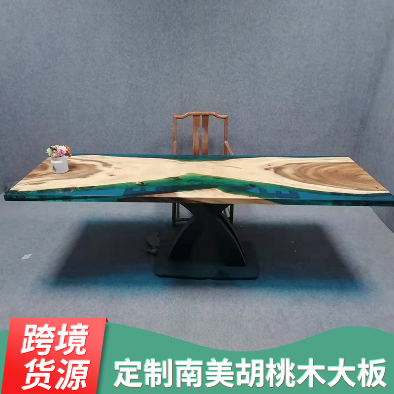 Cross-border Supply Log Resin Coffee Table Table Exhibition Hall Art Resin Painting Table Modern Pattern Solid Wood River Table