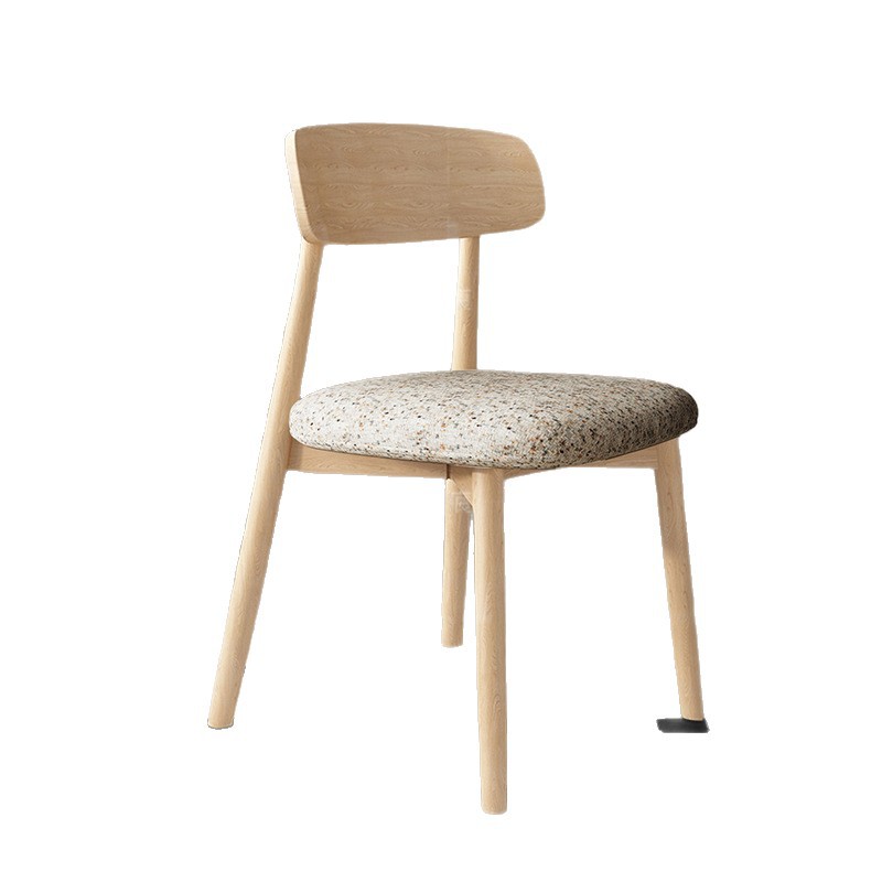 Silla de comedor de madera maciza nórdica, restaurante doméstico, silla trasera de cuero de microfibra, mesa de comedor y taburete de tela de algodón y lino de alta gama