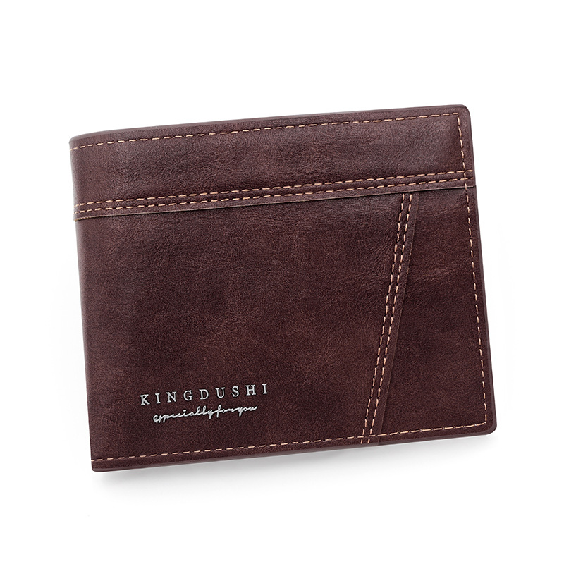 Nueva cartera corta de los hombres de moda Simple de Los Hombres de costura de hoja suelta bolso de La Moneda monedero de gran capacidad de la cartera