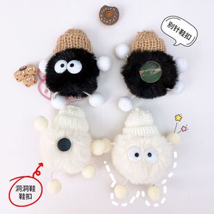 Cartoon Canvas Shoes Open Smile Briquettes Plush Shoelace Buckle Big Toe Shoes on the Shoes Personalized Decoration Wholesale