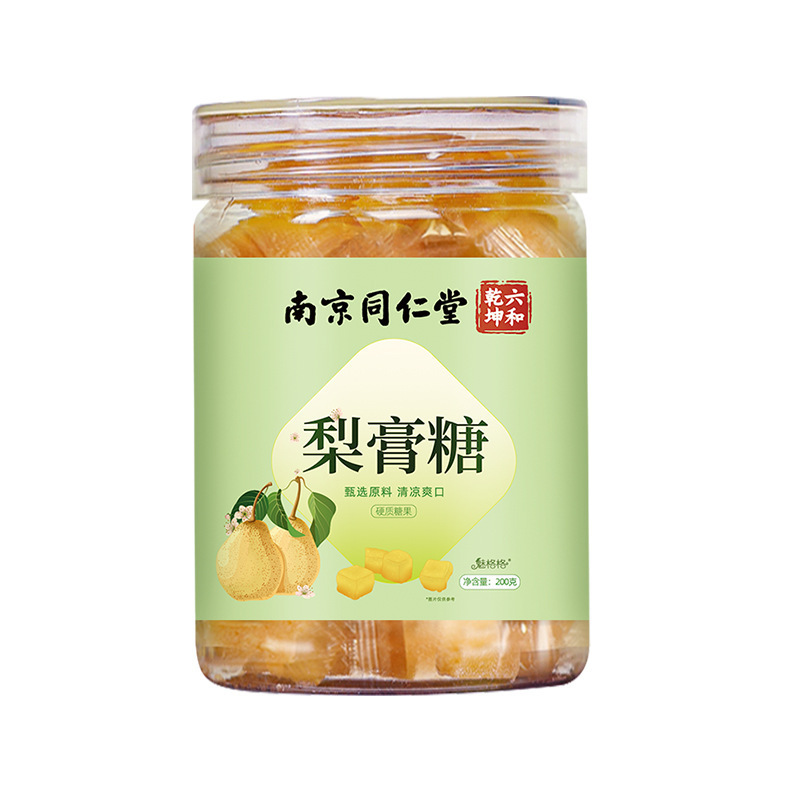 南京同仁堂六和乾坤梨膏秋梨膏ミント味卸売り百草梨膏糖200g/缶|undefined
